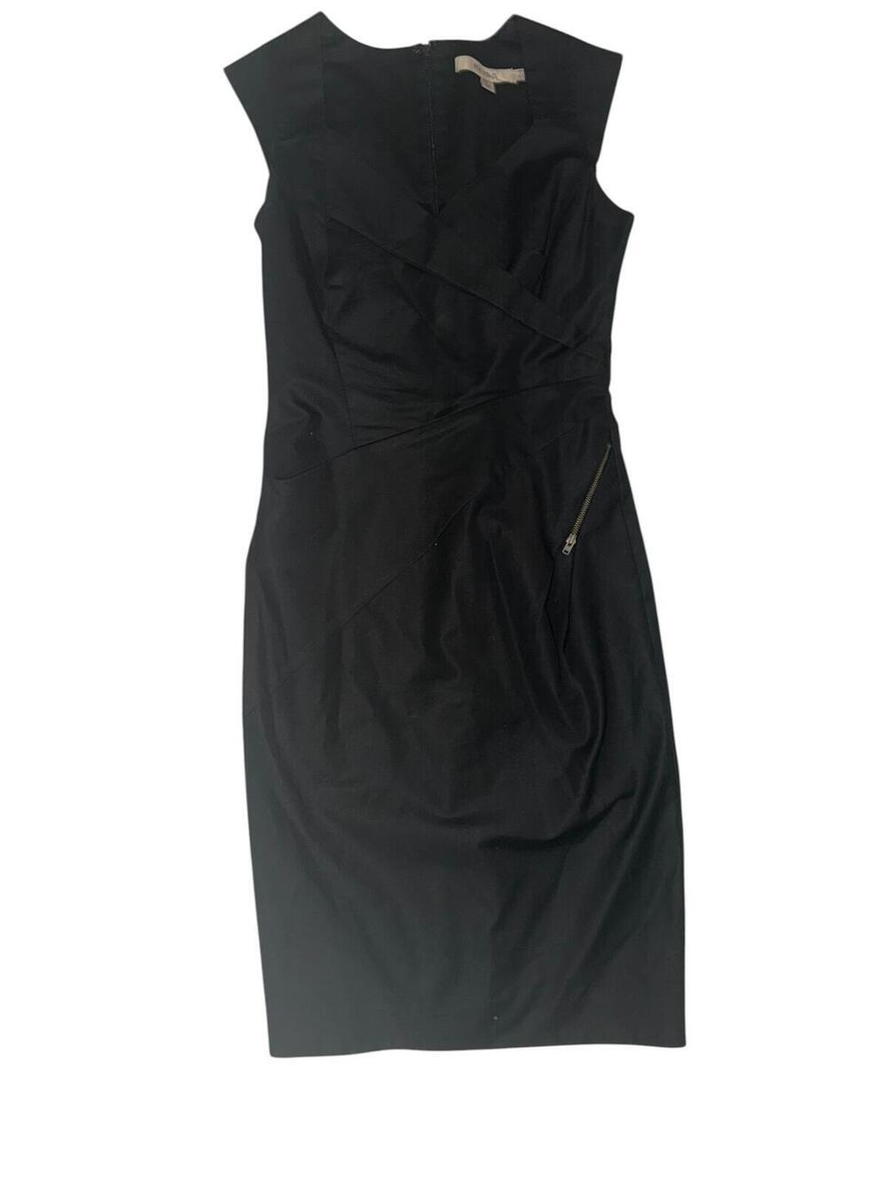 REISS Black Geometric Faux Wrap Top Sz 4 Designer Office Siren Minimalist